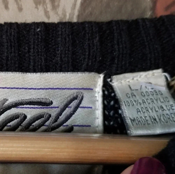 Black and white pattern acrylic grandpa vintage sweater - Picture 4 of 4